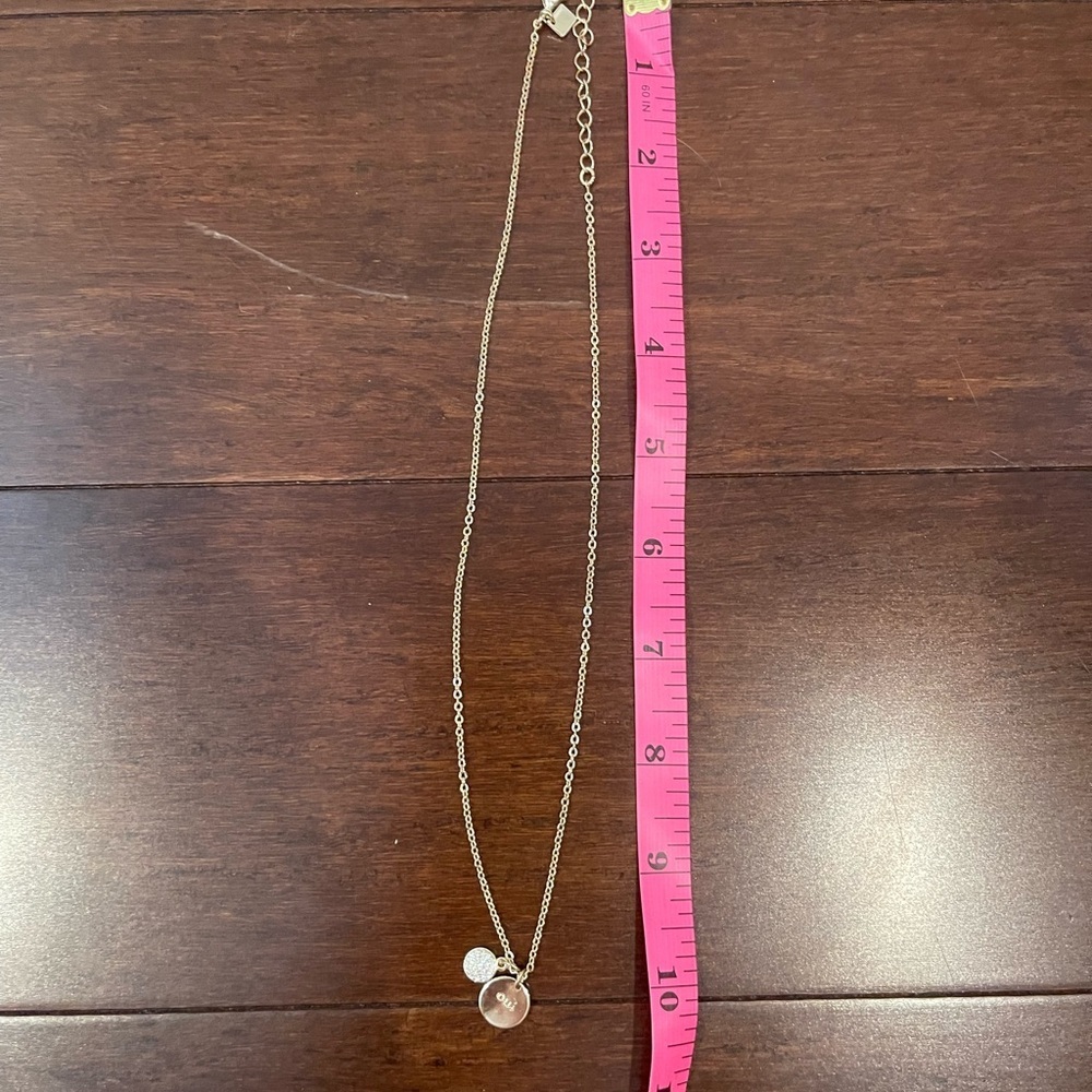 Banana republic Gold Pendant Necklace with Crystal Accents and oui charm - Picture 5 of 5